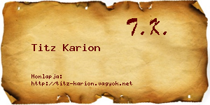 Titz Karion névjegykártya